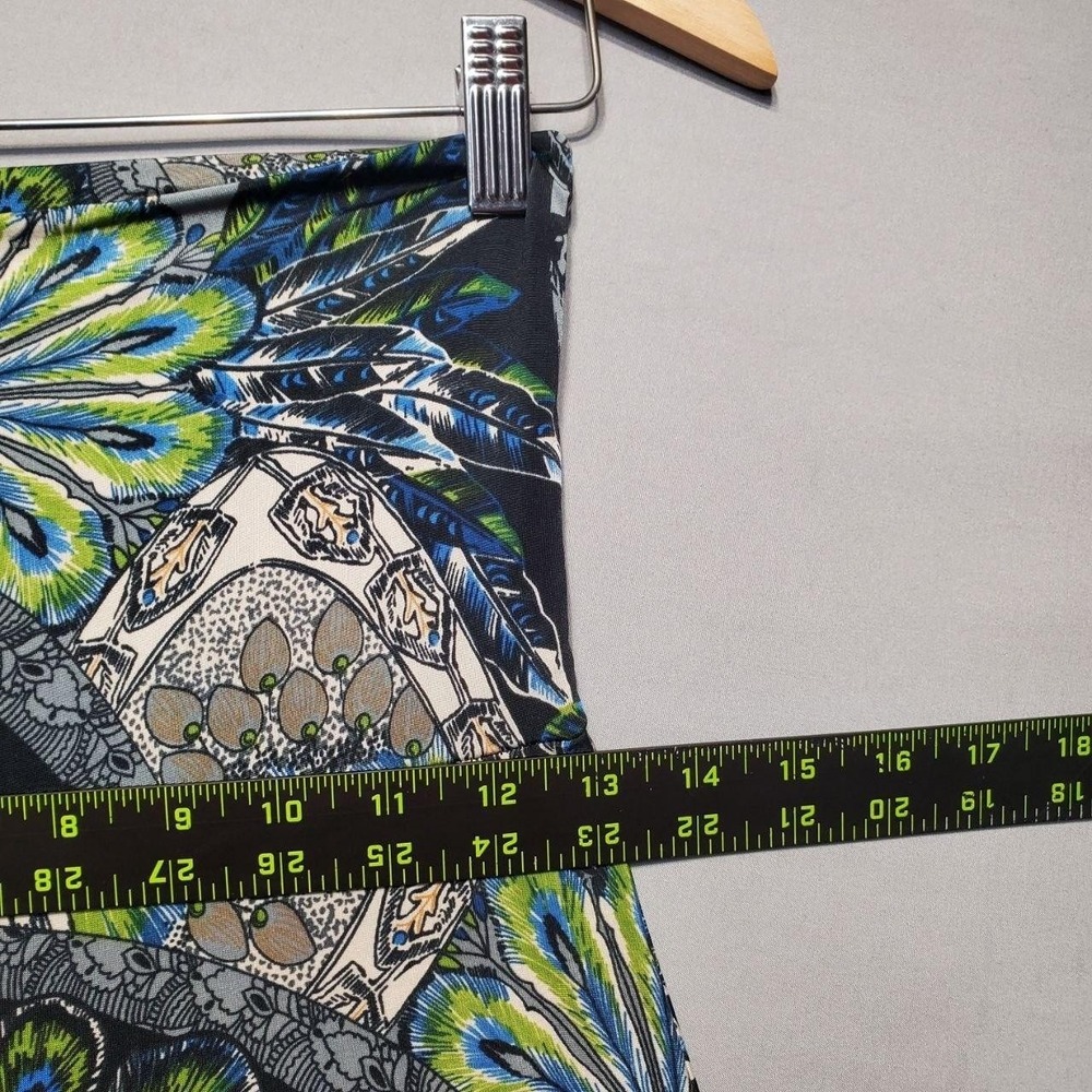 True Light USA Y2K Mandala Peacock Wide Leg Jumpsuit Women S Blue Strapless Boho - Picture 8 of 12